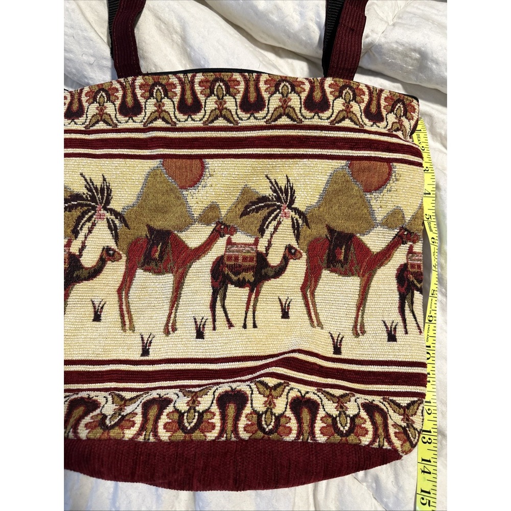 TET Turkish Tapestry Shoulder Bag Purse Tote Camel‎ Design Handles Boho Hippie